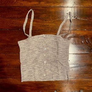 Grey Ribbed Cropped Tank Top